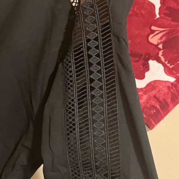 Cowgirl Up Black Western Oversized Crochet panels,  Dressy Blouse, size Large - Picture 6 of 8